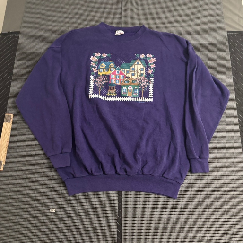 Vintage Santee by Pluma Purple House Graphic Sweatshirt XXXL Made in USA 1996